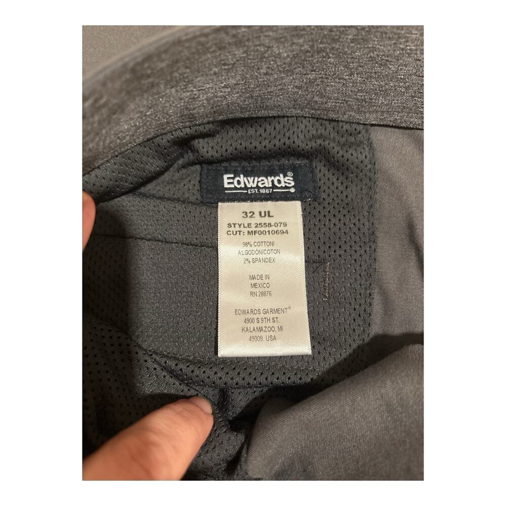 NWT Edwards Stretch Men's Gray Chino Pants Flat Front Straight Leg 32 - Picture 6 of 6